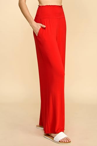 Chic Red Elastic Waist Palazzo Pants XXL - Image 4
