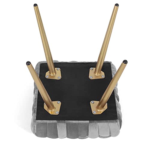 Adeco Velvet Vanity Stool Knit Lines Ottoman Stool Seat For Living Room Kids Room Chairs Modern 17 Inches Height #TOP5