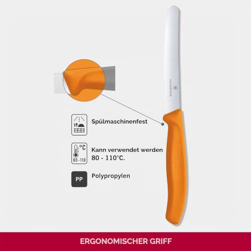 Foto von Victorinox, 6.7836.L119, Swiss Classic, Tomaten- und Tafelmesser, Extra scharfe Klinge, mit Wellenschliff, robuster Kunststoff-Griff, Orange, Made in Switzerland, Spülmaschinengeeignet