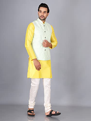 Image of Sadree Silk Men's Kurta Pajama Waistcoat or Nehru Jacket Set