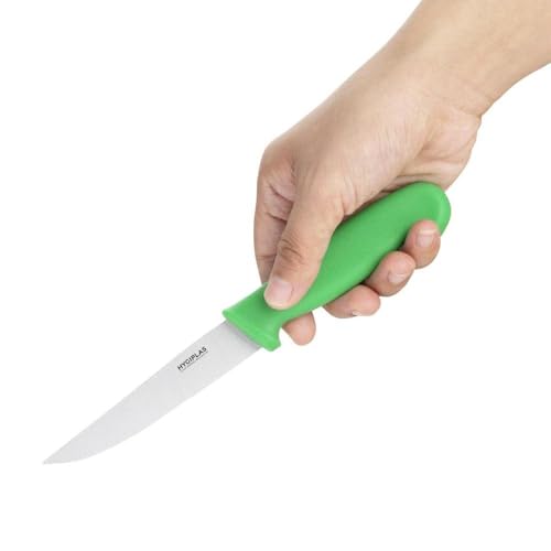 Hygiplas Serrated Vegetable Chef Knife Green 10.5cm - Stainless Steel Sharp Blade, Corrosion and Rust Resistant, Dishwasher Safe C862 - Image 3