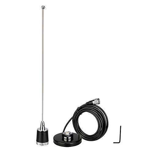 Retevis MR200 NMO Antena Radio Móvil Doble Banda 144 / 430MHz Antena Magnética con Base de Antena de Montaje y Cable Coaxial RG58 Compatible con Retevis RT95 ICOM Kenwood Yaesu Radio Aficionado Móvil