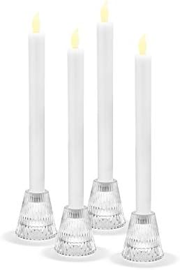 LampLust Clear Glass Candle Holder Candlestick Holders - Set of 4 Reversible Taper Tealight Candle Holder, 2.5 Inch Small Candle Holders for Table Centerpiece, Gold Candle Stick Holder Wedding Decor