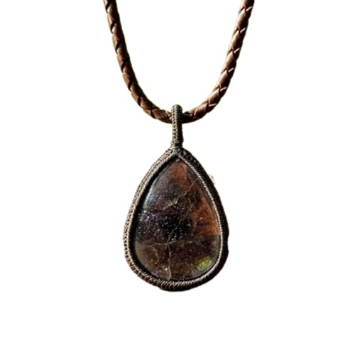 Collier rhodonite naturelle LKBEADS : pendentif poire et cuir d'exception