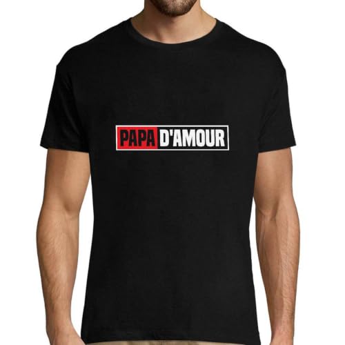 T-Shirt Homme Papa d'amour t-shirt humour anniversaire et cadeau fête des pères original