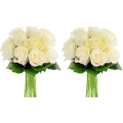 KaBloom-24 white Rose Bouquet, Flowers for Valentine, Mother's Day