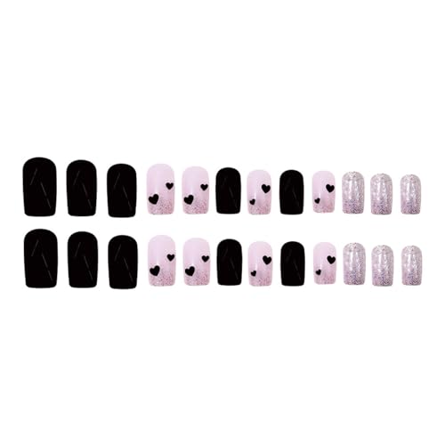 バレンタイン偽爪スクエアプレス爪アクリルネイルフルカバー付け爪スティックオン爪グロス人工爪