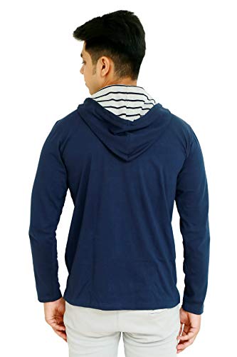 Image of Men's Cotton Hooded Full Sleeves Round Neck Casual T-Shirt