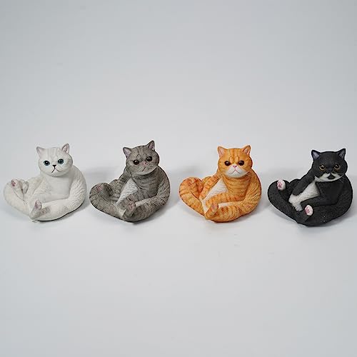 Chat blanc assis AMITD figurine ornementale à texture complexe avec coussin - 6