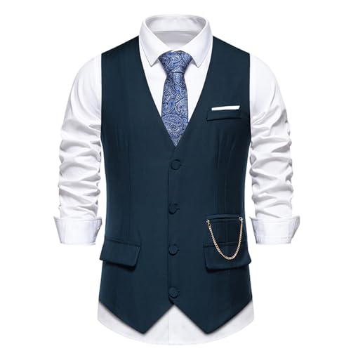Men Suit Vest Casual Business Herringbone Button Up Formal Vests Work V Neck Wedding Dress Waistcoats For Party Prom