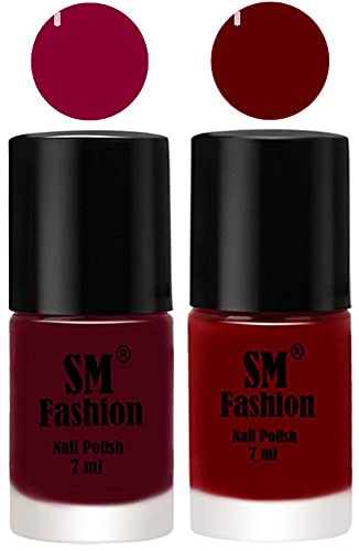 Image of Long Lasting Nail Polish | Nail Paint Combo 7 ml Each) - Set of 2 Boysenberry-Dark Red