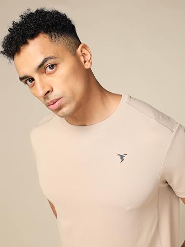 Image of TECHNOSPORT Men's Slim Fit Polyester Activewear Sports T-Shirt with Moisture-Wicking Comfort for Workout, Running & Gym