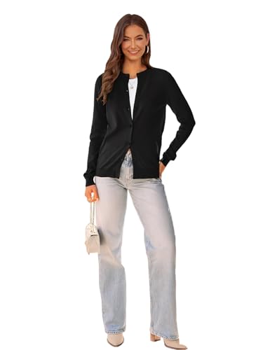 Women's 2025 Long Sleeve Lightweight Crewneck Casual Cardigan Sweater S-3XL4