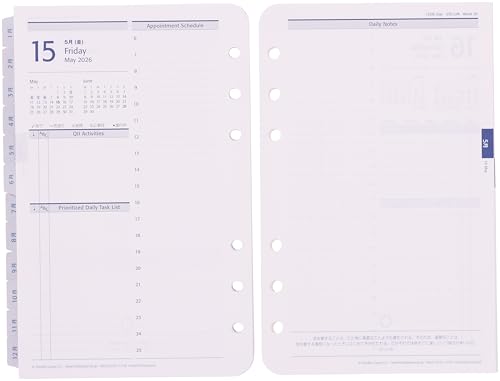 フランクリン・プランナー ユニバーサル・デイリー・リフィル 12ヶ月版 2026年1月始まり コンパクト 86604