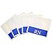 5 Pack - Horizontal RN Badge Buddies for Nurses with Blue Border - Heavy Duty Spill Proof & Tear Resistant - Double Sided - Printed in USA - by Specialist ID