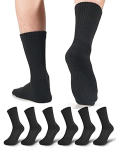 FORVEVO Socken Herren 43-46 Baumwolle,Weich Tennissocken Herren Gepolstert,Atmungsaktiv Cerw Sportsocken,Laufsocken Schwarz 6 Paar