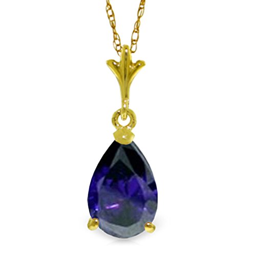 Galaxy Gold GG 1.5 Carat 14k Solid Gold Necklace with Natural Pear-shaped Blue Sapphire Pendant3