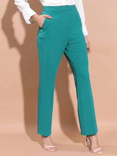 Image of Tokyo Talkies Women's Slim Fit Regular Trousers | Stretchable Trousers | Casual Trousers| Mid-Rise