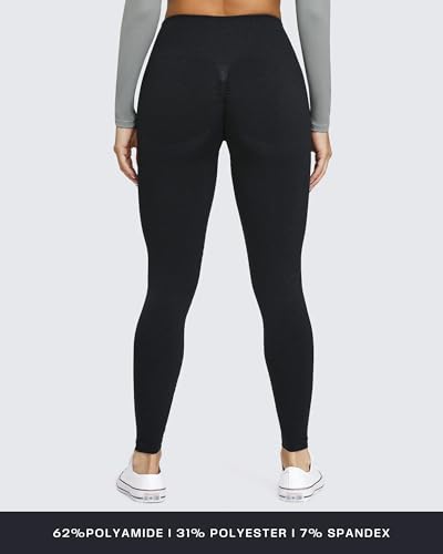 Aoxjox Legging Opaque sans Coutures pour Femme, Y Noir avec Scrunch, S – vue 3