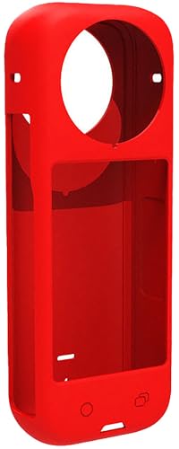 【CYBERGARAGE】アクションカメラ用 保護ケース・Insta360 X4用 ケース カバー+カメラレンズ保護インスタ360 X4 シリコンケース/カバー ポータブル 耐衝撃 ソフトケース/カバー シンプル おしゃれ 薄型 便利(レッド)