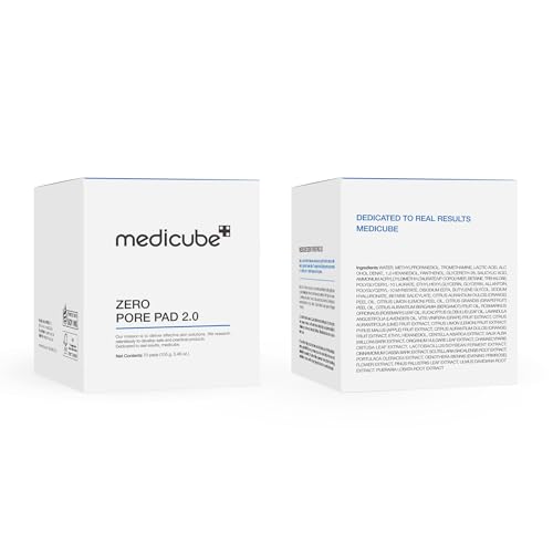 medicube Zero Pore Pads 2.0. Dual-Textured Facial Toner Pads for Exfoliation and Pore Care with 4.5% AHA Lactic Acid & 0.45% BHA Salicylic Acid. Ideal for All Skin Types. Korean Skin Care (70 units)
