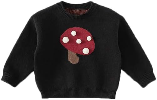 Irsutey Toddler Kids' Deer Printed Knitted Sweater Crew Neck Pullover Cute 3D Pom - Pom Tail for Little Boys & Girls