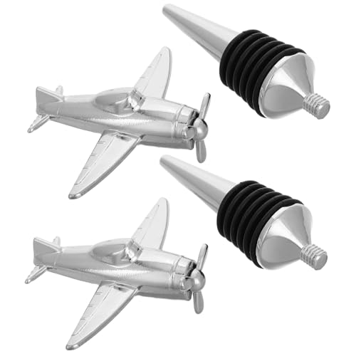 TOYANDONA 2 Piezas Tapones para Botellas de Vino de Aleación Diseño Avión Metálico Sellado Hermético Reutilizable para Conservación Bar
