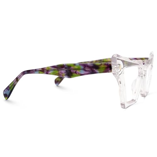 Image of Zeelool Vintage Cat Eye Glasses Frame for Women with Non-prescription Clear Lens Jeralys ZJGA555269-01 Crystal