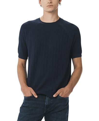 Buffalo David Bitton Men's Short Sleeve Sweater Knit Casual Crew Neck, Whale, Large