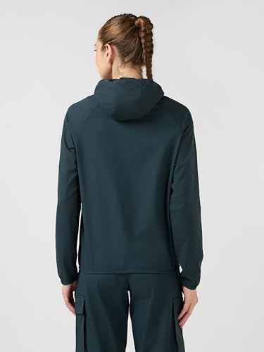 Image of TECHNOSPORT Women's Solid Slim Fit Hooded Jacket with TECHNOWARM+ | Full Zip Polyester Winter Jacket for Sports, Gym, Travel & Casual Wear | Long Sleeve Hooded Activewear with Moisture-Wicking Fabric