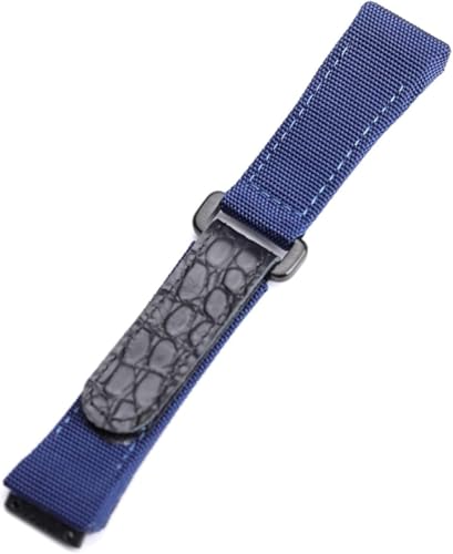 Bracelet de montre en cuir véritable hommes couture nylon bleu pour le bureau et sport