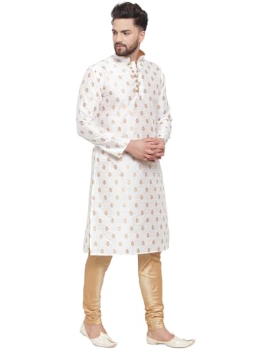 Ethnic 100% Pure Jacquard Ganesh Zari Work Kurta Pyjama special for EID, In Panjabi Style3