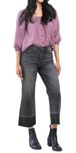 Judy Blue Charcoal Grey High Waist Wide Release Hem Crop Wide3