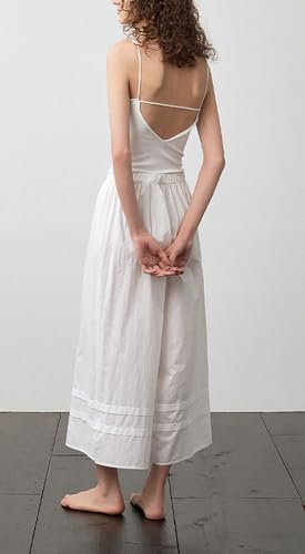 CHARTOU Women Flowy Wide Leg Palazzo Carpi Pants with Pockets Lightweight Crop Pants4