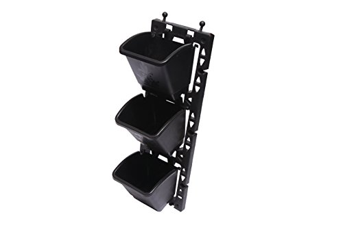 BIO BLOOMS AGRO INDIA PRIVATE LIMITED Plastic Hanging Pot -Blackcolour, Standard, Pack of 15 Frame with 45 Pots