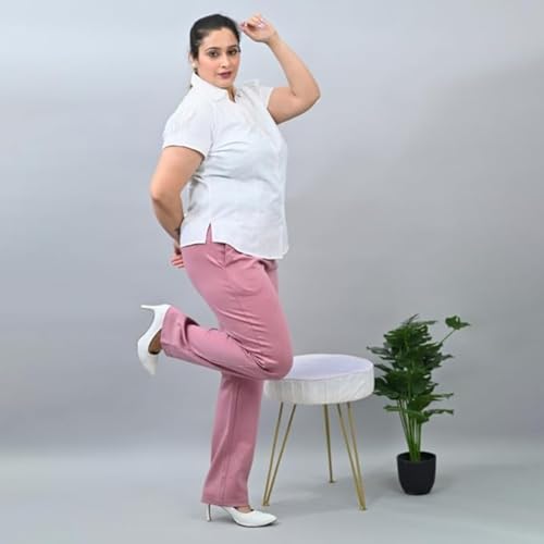 Image of Fashion Plus PlointTrandy Textured Trousers for Women | Women Loose Fit Trousers | Women's High-Waisted Pant | Women Trousers Pants | Korean