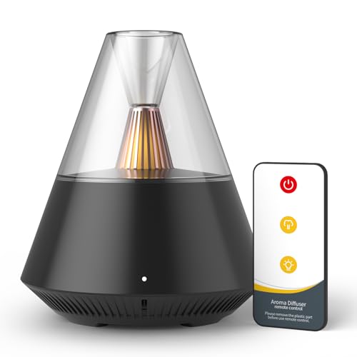 KinYiLO Essential Oils Diffuser, Electric Aroma Diffusers with Candle Light, Modern Retro Style for Home Room Decor, Ultrasonic Cool Mist, Auto-Off, 150ml Small Humidifier (Black)