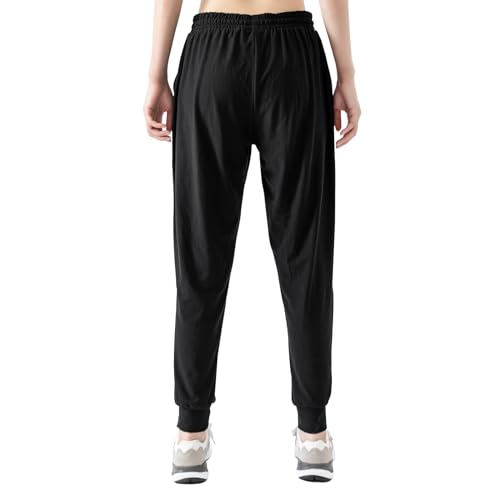 TRIUNION 2 Pack Womens Jogger Pants with Pockets Soft Tapered Joggers Sweatpants for Women Drawstring Lounge Pants,Black,Small - image 4