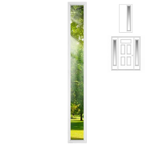 Pushglossy 9" x 66" Entry Door Clear Glass Insert Low E 1 Lite White Frame Sidelites Easy to Install Double Pane Glass Window Grille Inserts for Door Garage Replacement Windows