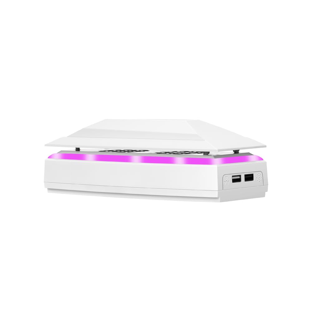 Ventilateur de refroidissement pour PS5 Pro Ventilateur de refroidissement silencieux avec vitesse réglable Système de refroidissement pour lecteur optique et édition numérique,Lumière LED RGB
