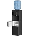 UMOMO 4-in-1 Water Dispenser with Ice Maker, 33lbs/24H, Hot & Cold & Room Temperature Top Loading Water Cooler for 3–5 Gallon Bottles, Child Safety Lock, Water Dispenser for Home, Office, Black