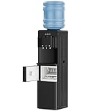 UMOMO 4-in-1 Water Dispenser with Ice Maker, 33lbs/24H, Hot & Cold & Room Temperature Top Loading Water Cooler for 3–5 Gallon Bottles, Child Safety Lock, Water Dispenser for Home, Office, Black