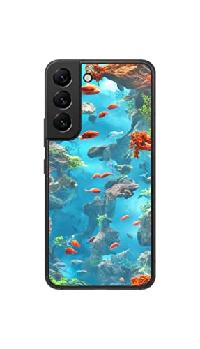 ClearView(�N���A�r���[) �T���X�� Galaxy S22�p �v�����g �w�� �ی� �t�B���� �A�N�A���E��1�iAquarium 1�j