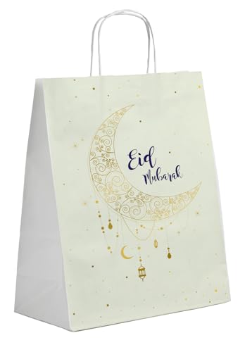 Folat 24897 Eid Mubarak Ramadan Dekoration - Geschenktüten Eid Mubarak - 20 x 10 x 27 cm - 6 Stück Eid Deko Stern Mond Zubehör Ramadan