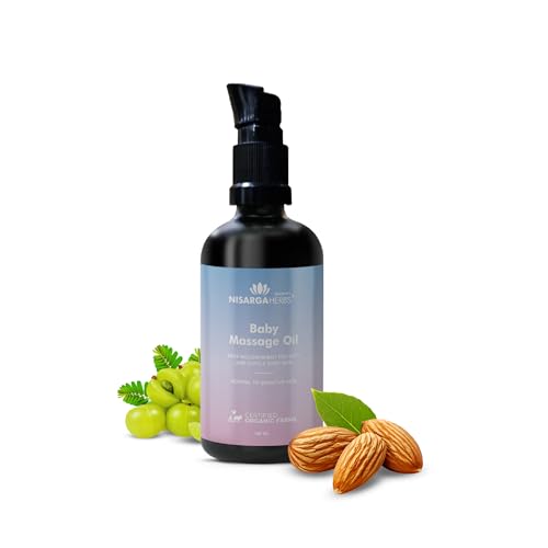 Image of SONARK'S NISARGA HERBS Ayurvedic Baby Massage Oil - Gentle & Natural Nourishment for Sensitive Skin, Muscle Strength & Restful Sleep - Soothing Herbal Blend