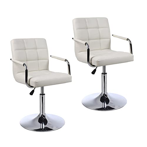 Tabouret de bar réglable 41-56cm lot de 2 chaises hautes de cuisine blanches