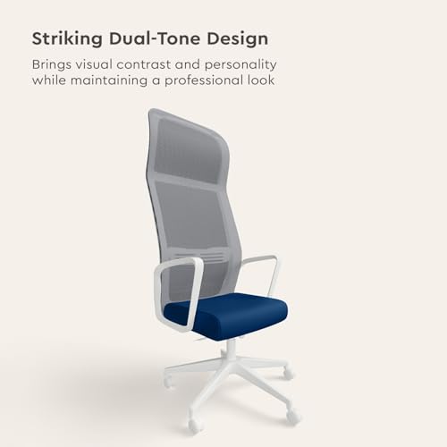 Image of Interio by Godrej Vurv Chair Mesh High Back Ergonomic Work from Home /Revolving Study Chair, 1 Year Warranty, Height Adjustable | Heavy Duty Polypropylene Base | DIY Installation (Blue)