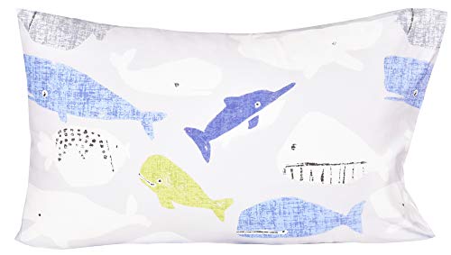 Scientific Sleep Fish Whale Dolphin 100% Cotton Toddler Boys Girls Twin Bed Sheet Set, Flat Sheet & Fitted Sheet & Pillowcase 3 Pieces Bedding Set (Fish, Twin) #TOP3