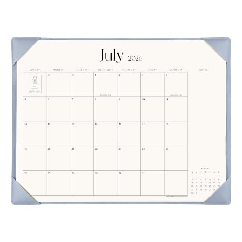 Simplified Desk Calendar 2026 with Desktop Mat, Cabbrix Large Desk Pad Calendar 21" x 16-1/2" Including July 2026 to December 2027 Desk Blotter Calendar for Home School and Office (Blue)