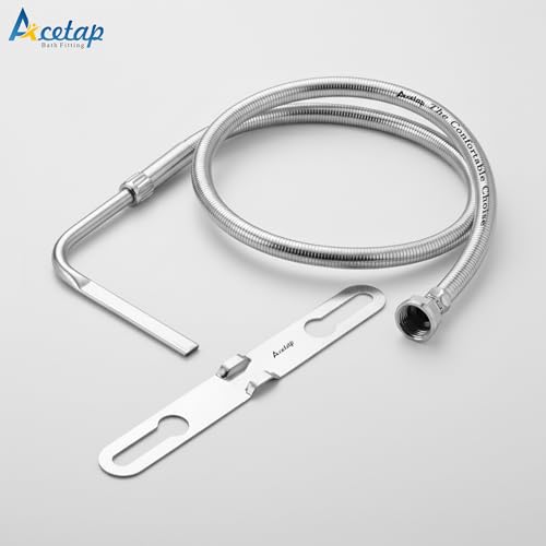 Acetap Multijet Stainless Steel Toilet Jet/Bidet Spray – Hands-Free with 1.5 Meter Heavy-Duty PVC Hose Pack Of 1